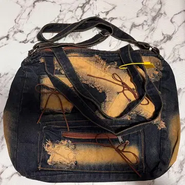 y2k 데님 데미지 2way 토트 숄더백