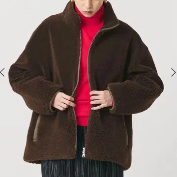 새상품 BEAUTY&YOUTH 보아 스탠드 카라 지퍼 블루종 브라운