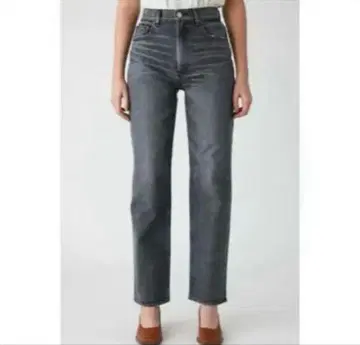 moussy 마우지 스트레이트 데님 팬츠 하이웨스트 그레이