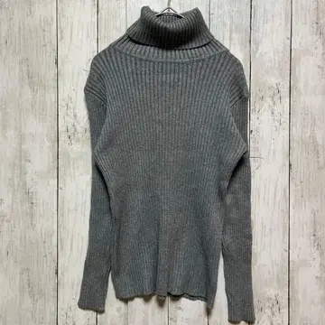 그레이 하이 리브 넥 티셔츠 [ F ]