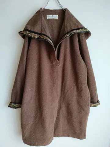 코시노 히로코 코트 후드 울 빈티지 브라운