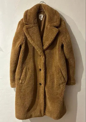 GAP 테디베어 코트 보아 코트 카멜 보아 롱 코트 M 사이즈