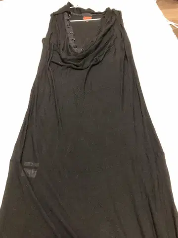 장 폴 고티에 드레이프 넥 블랙 슬리브리스 튜닉 롱 원피스 M