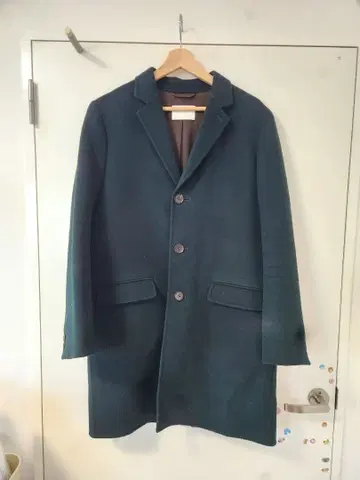 [ niuhans ] 다크 그린 캐시미어 체스터 코트