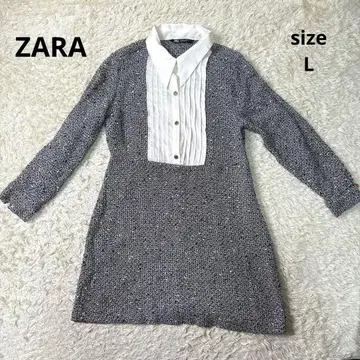 [ 큰 사이즈 ] ZARA 대비 새틴 텍스처 원피스 L 사이즈