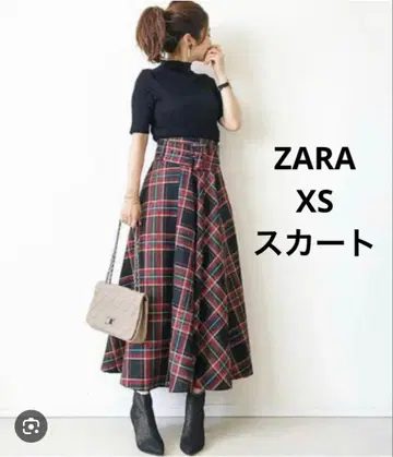 ZARA 체크 무늬 맥시 길이 스커트