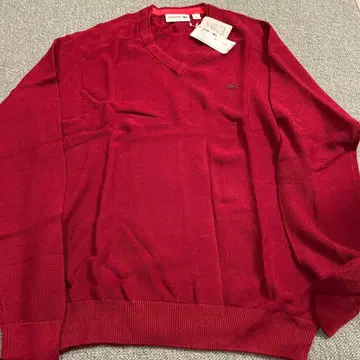LACOSTE 빨간색 V넥 스웨터 M