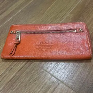 Dakota 오렌지 가죽 장지갑 외부 지퍼 포함
