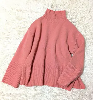 미라 오웬 울 캐시미어 터틀넥 니트 루즈핏 상의 핑크 0