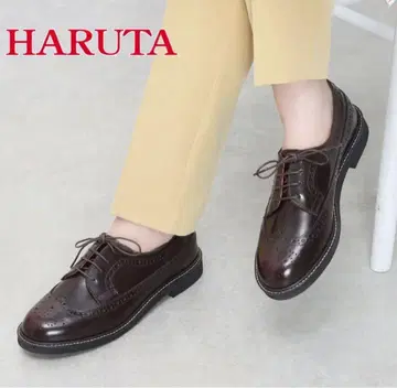 HARUTA 다크 브라운 윙 칩 가죽 신발