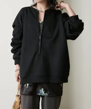 Omekashi 오메카시 하프 지퍼 맨투맨 블랙