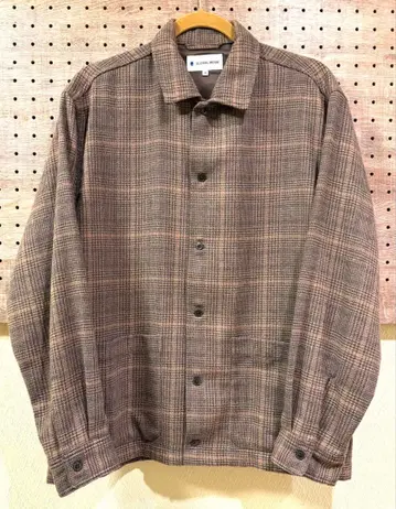 체크 무늬 울 혼방 셔츠 자켓