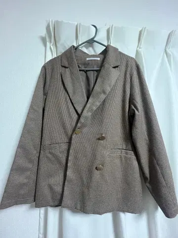 체크 무늬 더블 브레스트 테일러드 자켓