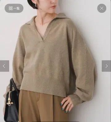 울 혼방 피케 셔츠 풀오버 베이지 spick and span