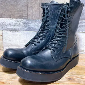 버팔로 밥스 롱 부츠 사이드 지퍼 천연 가죽 통굽 비브람 블랙