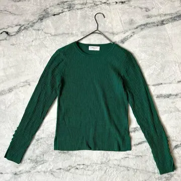 오페크 도트 클립 긴팔 리브 니트 심플 무지