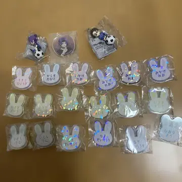 블루 록 토끼형 핀 배지 키링 세트