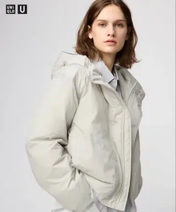 [ 미사용 새상품 ] 유니클로 U 퍼프 테크 후드티 라이트 그레이