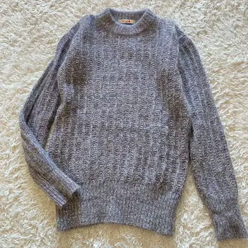 바카 BACCA 모헤어 캐시미어 리브 니트 라메 믹스 퍼플