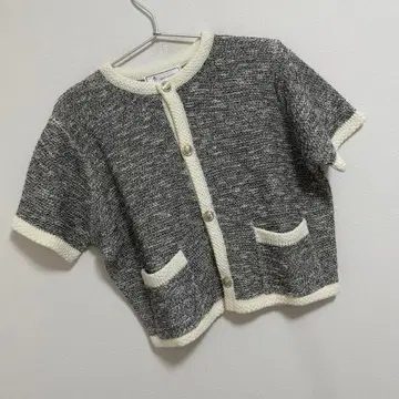 로페피크닉 골드 버튼 하프 슬리브 니트 가디건