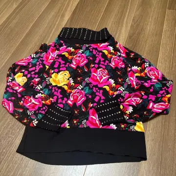 플라워 프린트 긴팔 상의 스터드 포함