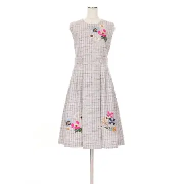 새상품급 chesty 트위드 자수 원피스 그레이