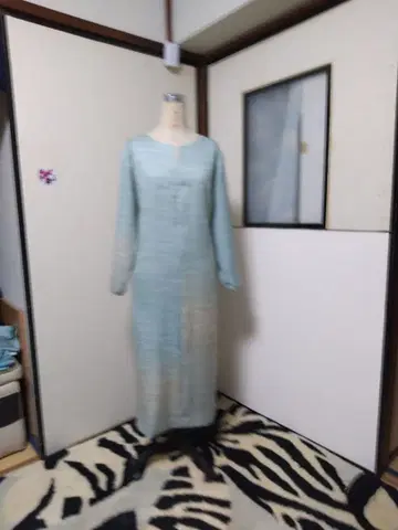 금사로 짠 이로도메소데 리메이크 스카이블루 롱 드레스 벨트 포함