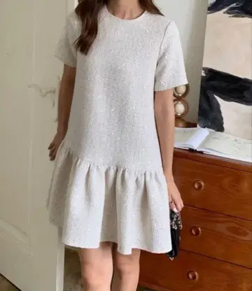 트위드 페플럼 드레스