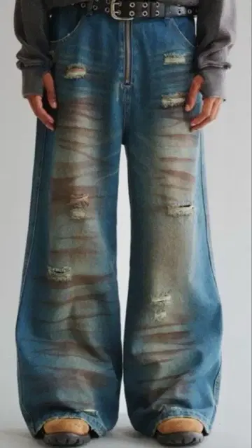 [ ANDER HUNK ] 머드 데미지 데님 팬츠 M 사이즈