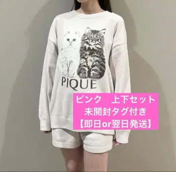 젤라또피케 트윈 캣 자카드 풀오버 숏팬츠 세트