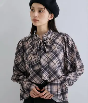 VIS 프릴 칼라 블라우스 2WAY