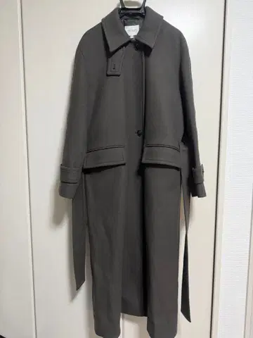 UNITED ARROWS 멜톤 스텐 칼라 벨트 롱 코트