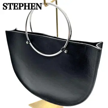 [ 새상품급 ] STEPHEN 링 백 핸드백 가죽 블랙 이탈리아