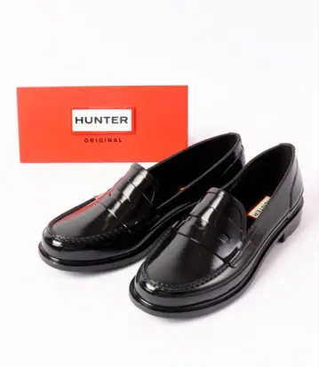 새상품 HUNTER 오리지널 페니 로퍼 통굽 레인 슈즈 블랙