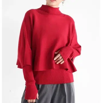 VIN 케이프 하이넥 니트 앙상블