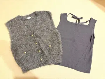 COHINA 페더 니트 베스트 셋업