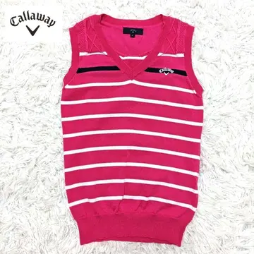 캘러웨이 니트 베스트 보더 핑크 여성용 M