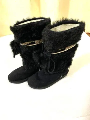 LIZ LISA 리즈리사 퍼 달린 블랙 롱 부츠