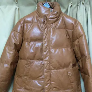 브라운 다운 자켓 소가죽 100%