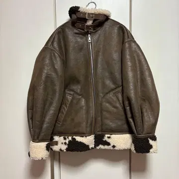 SLY 무스탕 코트 아우터 자켓 브라운 합성 피혁 보아 자켓