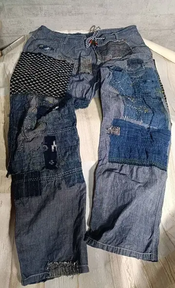 핸드메이드 커스텀 디자인 데님 팬츠 프리 사이즈