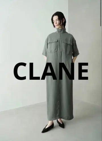 [ CLANE ] 하프 집 밀리터리 원피스 끈 없음