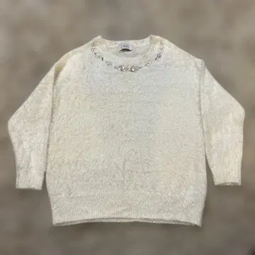 최저가 AZUL 모헤어 페더 화이트 비쥬 스웨터 가격 인하