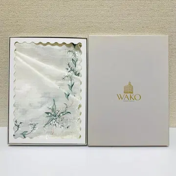 WAKO 손수건 자수 와코 린넨 100% 스즈란 박스 포함