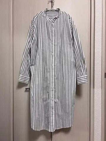 GU 스트라이프 셔츠 원피스 화이트 x 블랙 S 새상품급
