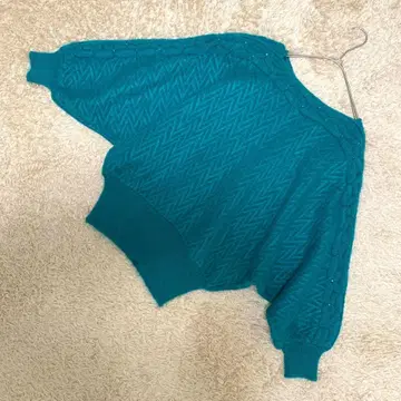 [ 고품질 ] 이타리야 GR 울 혼방 입체 편직 니트 터콰이즈 일본제