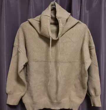 진한 베이지 하이넥 긴팔 니트 스웨터 프리 사이즈