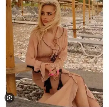 ZARA 프릴 롱 원피스 핑크