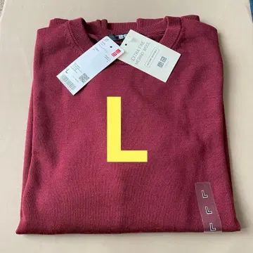 새상품 L 보르도 와인 UNIQLO 메리노 크루넥 스웨터 니트