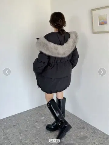 SNIDEL 니시카와 후드 퍼 미들 다운